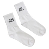 Bad Bitch Crew Socks - White/Black